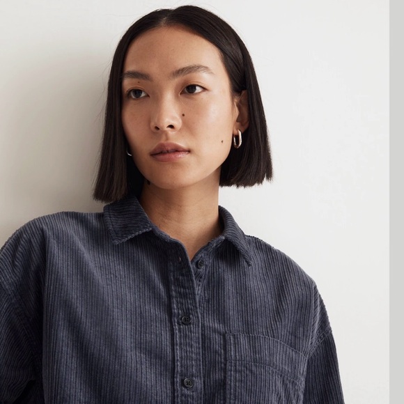 Madewell Dark Blue Corduroy Button-Up Shirt - Picture 5 of 6